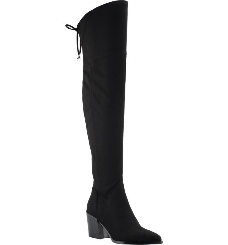 MARC FISHER LTD Comara Over the Knee Pointed Toe Boot, Main, color, BLACK STRETCH SUEDE