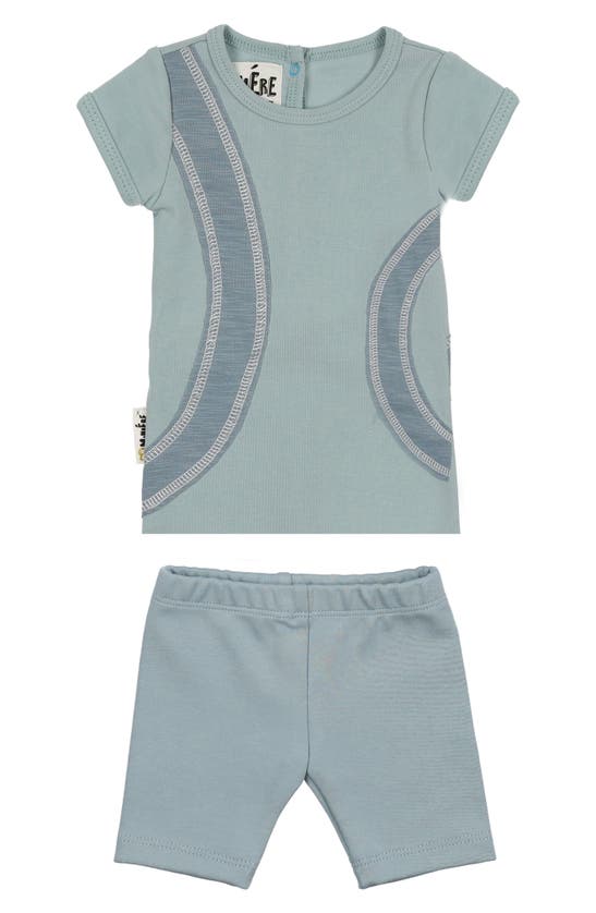 Shop Maniere Manière Arc Patch Stretch Cotton Top & Shorts Set In Blue/blue
