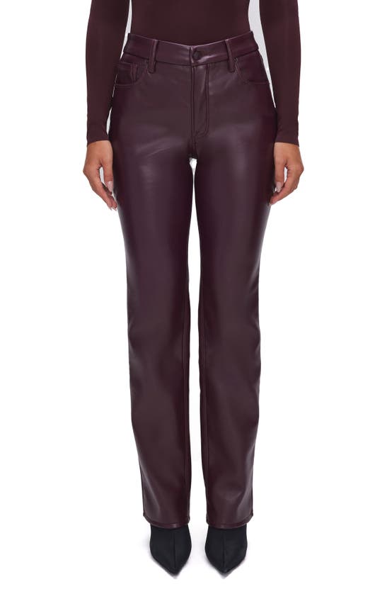 Shop Good American Better Than Leather Faux Leather Good Icon Pants In Malbec003