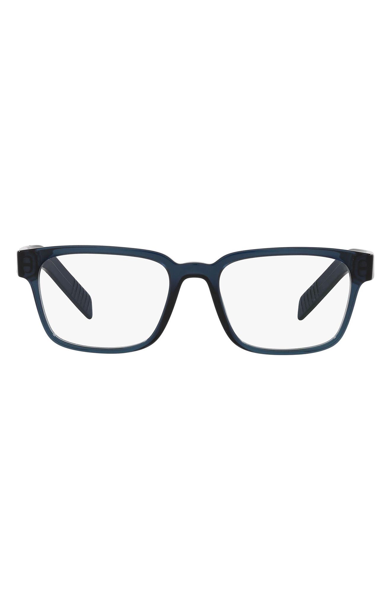 Prada 53mm Optical Glasses in Transparent Blue/demo Lens at Nordstrom