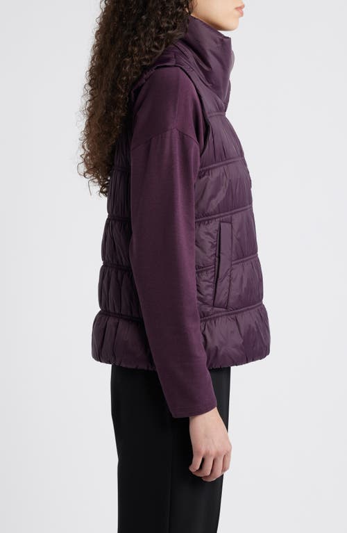 Shop Eileen Fisher Ruched High Collar Vest In Violet