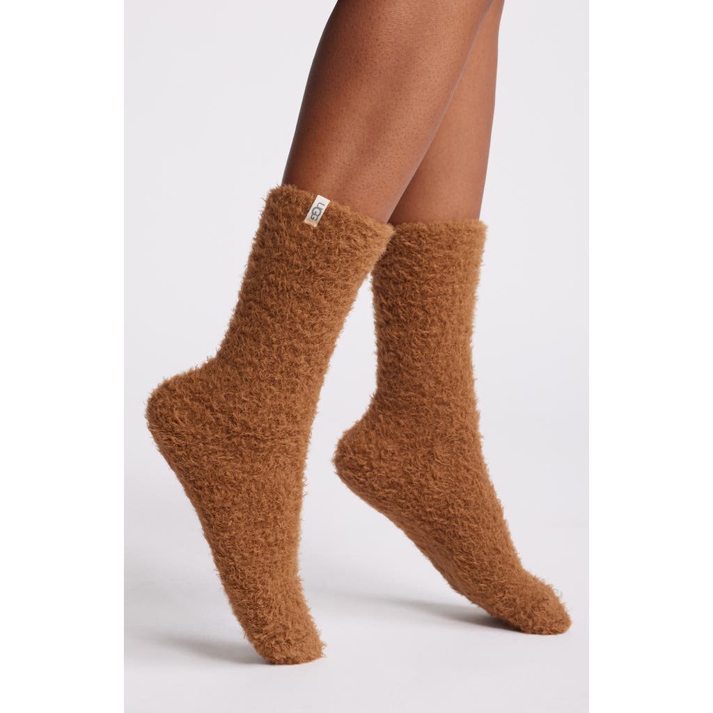 Ugg(r) Teddi Cozy Crew Socks In Chestnut