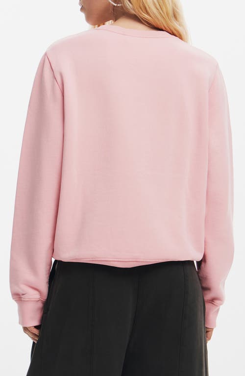 Desigual Strass Heart Embellished Cotton Graphic Sweatshirt In Red