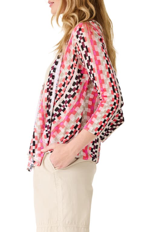 Shop Nic + Zoe Nic+zoe Pixel Sunset 4-way Linen Blend Convertible Cardigan In Pink Multi