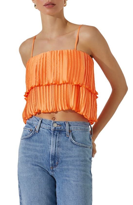 Astr Pleated Tiered Convertible Camisole In Orange