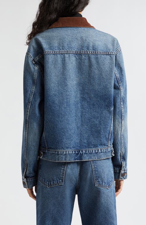 Shop Nili Lotan Chesney Denim Trucker Jacket In Ocean Wash