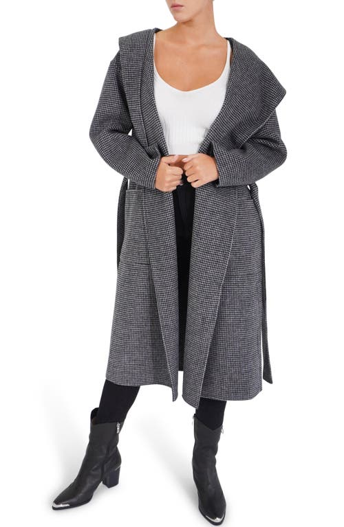 Shop Belle & Bloom Arcadia Oversize Hooded Wool Blend Coat In Black/white