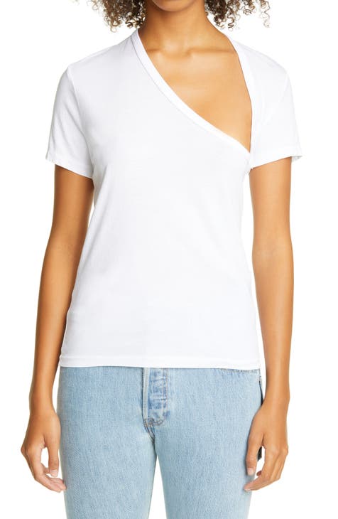 Asymmetrical Neck Supima® Cotton T-Shirt