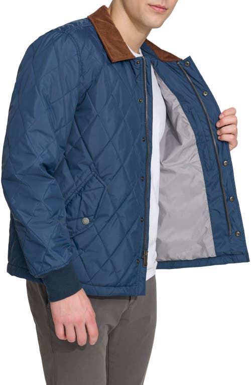 Dockers Men's Diamond-quilted Jacket With Corduroy Collar In Navy