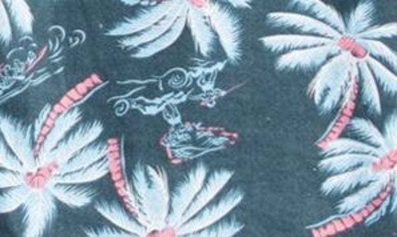 Shop Faherty Kona Palm Print Short Sleeve Button-down Shirt In Midnight Palm Hawaiian