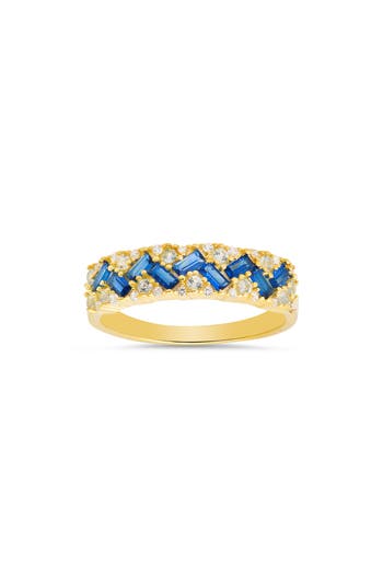 Queen Jewels Sterling Silver Two-tone Cz Pavé Ring In Gold