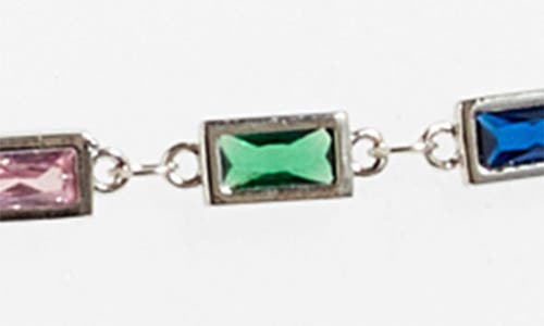Vidakush Rectangular Crystal Station Belly Chain In Clear/silver