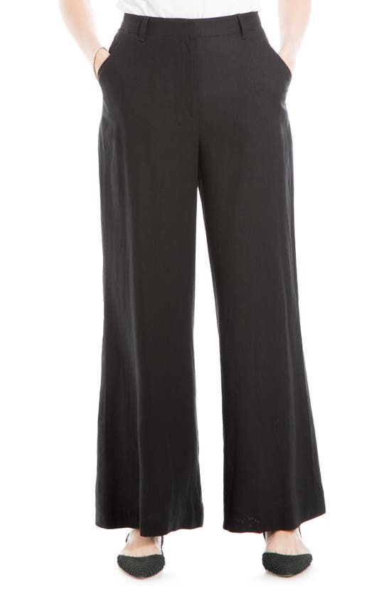 Max Studio Wide Leg Linen Blend Pants In Black