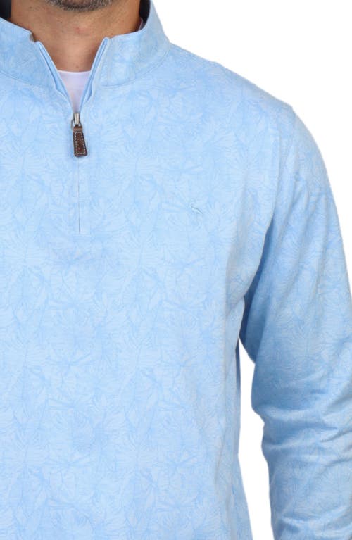Tailorbyrd Tonal Tropical Print Micro Pique Pullover In Light Blue