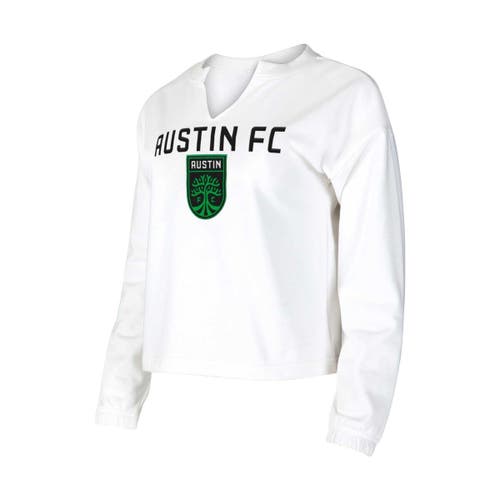 Women's Concepts Sport White Austin FC Sunray Notch Neck Long Sleeve T-Shirt