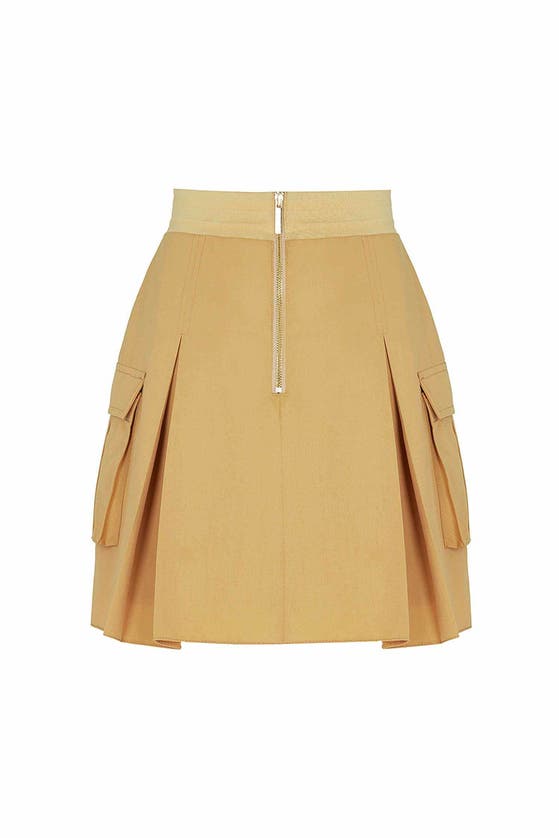 Shop Nocturne High-waisted Ribbed Mini Skirt In Camel