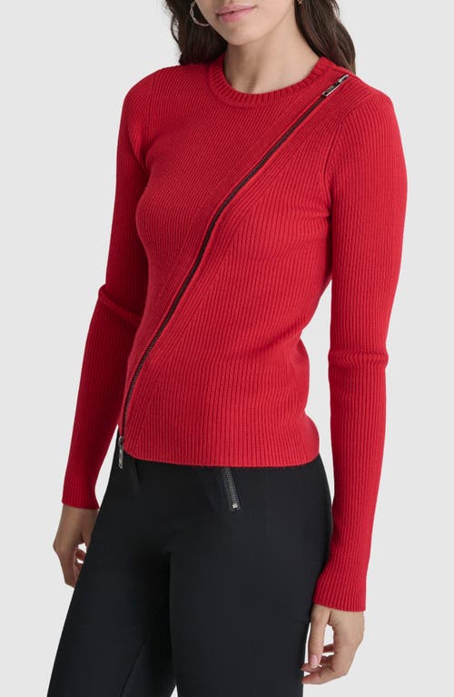 Shop Dkny Asymmetric Zip Detail Sweater In Red Light