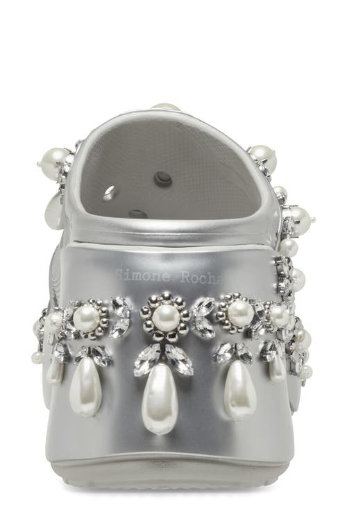 Crocs X Simone Rocha Spiked Siren Platform Clog In Metallic Silver