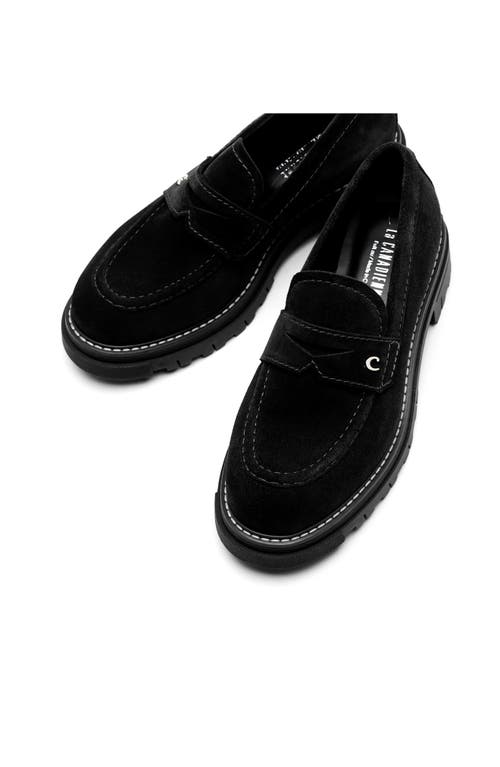 Shop La Canadienne Dillion Waterproof Penny Loafer In Black Suede