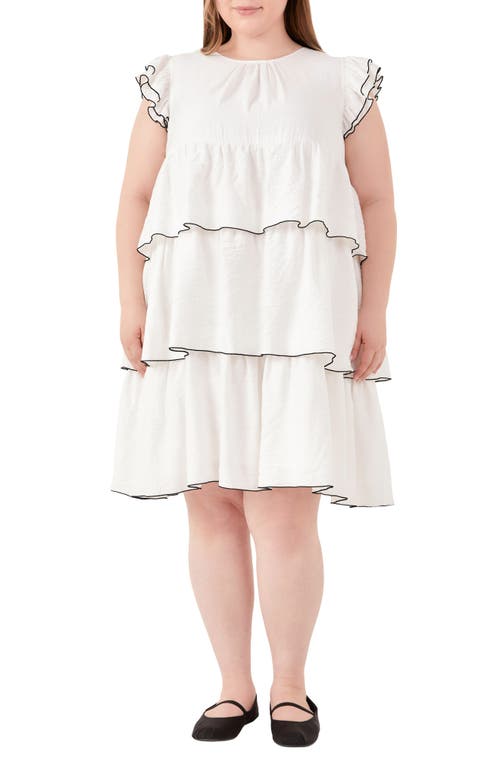 English Factory Contrast Detail Ruffle Babydoll Dres White at Nordstrom,