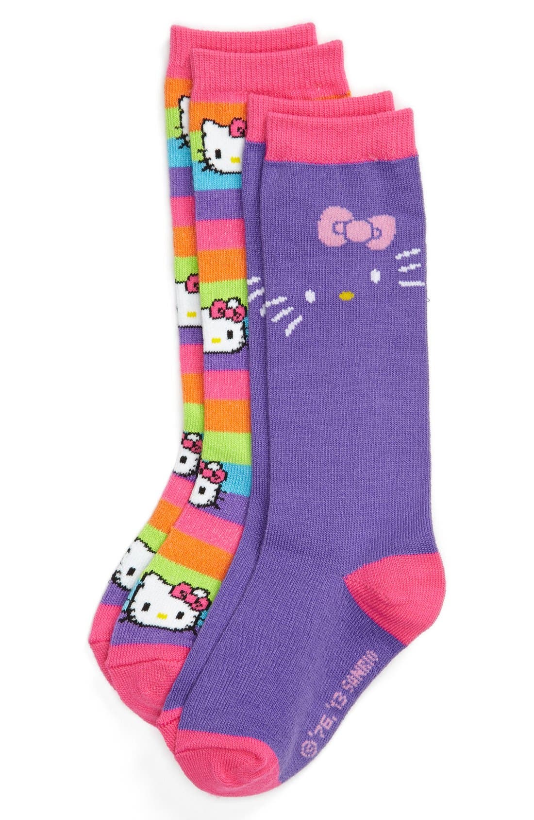 Hello Kitty® Rainbow Stripe Knee High Socks (Toddler Girls & Little