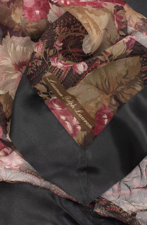 Shop Lauren Ralph Lauren Floral Paisley Silk Square Scarf In Black