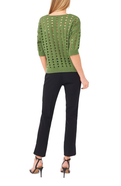 Shop Halogen ® Open Knit Sweater In Kelly Green/willow Bough