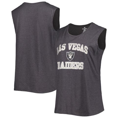 Las Vegas Raiders Women's Heathered Charcoal Notch Neck Plus Size T-Shirt