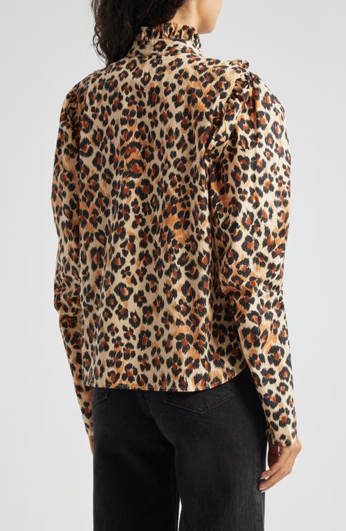 Shop Mille Jolie Animal Print Cotton Button-up Shirt In Cheetah