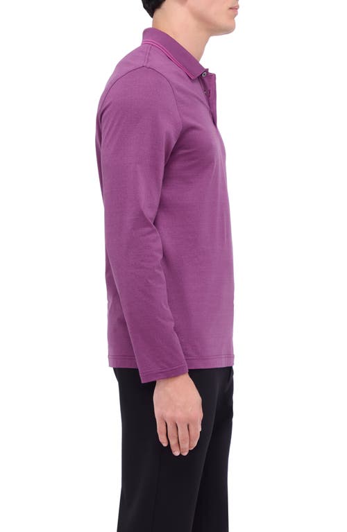 Shop Bugatchi Jacquard Long Sleeve Polo In Magenta