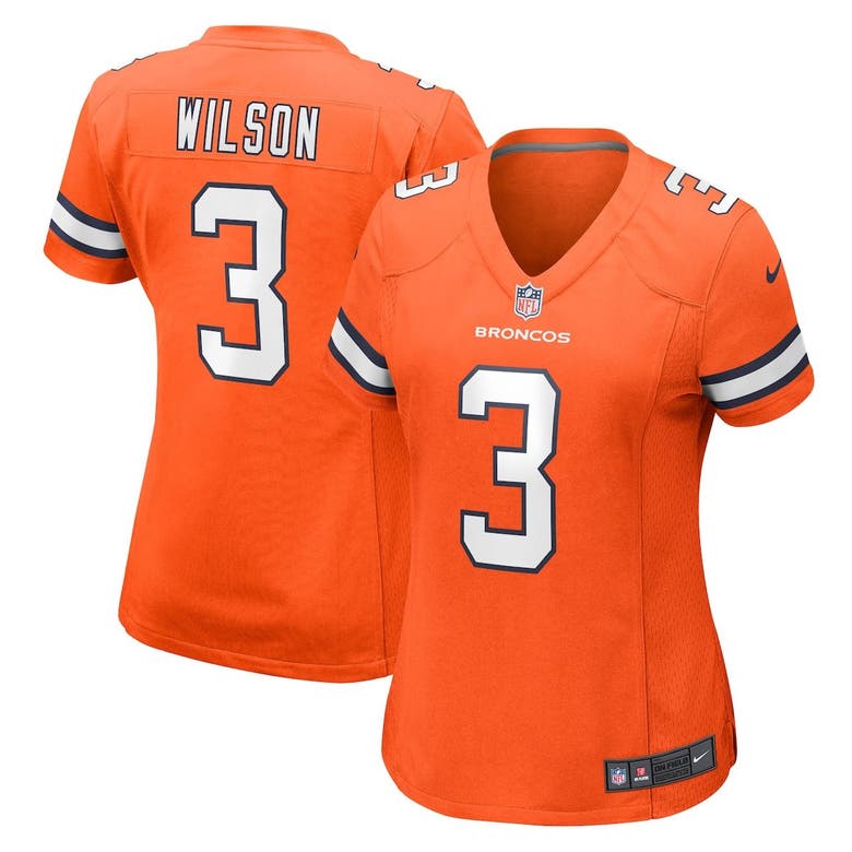 Nike NFL Denver Broncos Russell Wilson 3 Home Game Jersey Orange