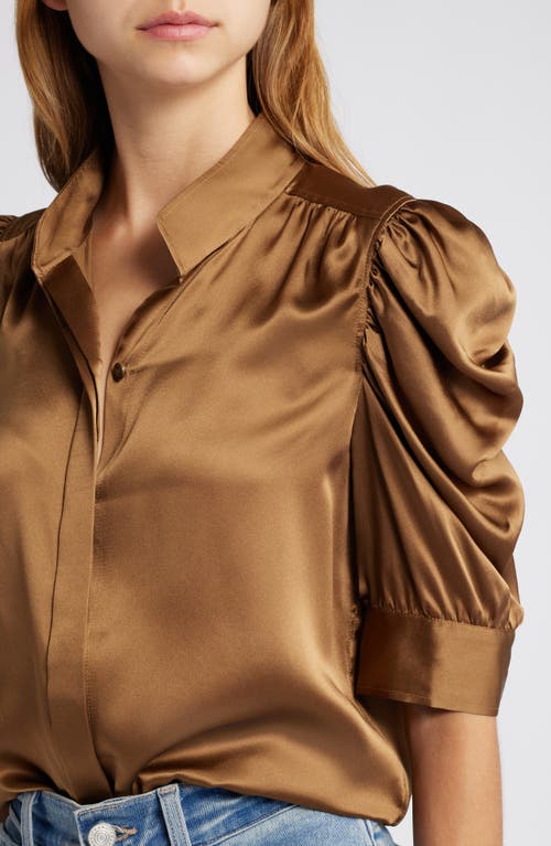 Shop Frame Gillian Silk Button-up Shirt In Cinnamon