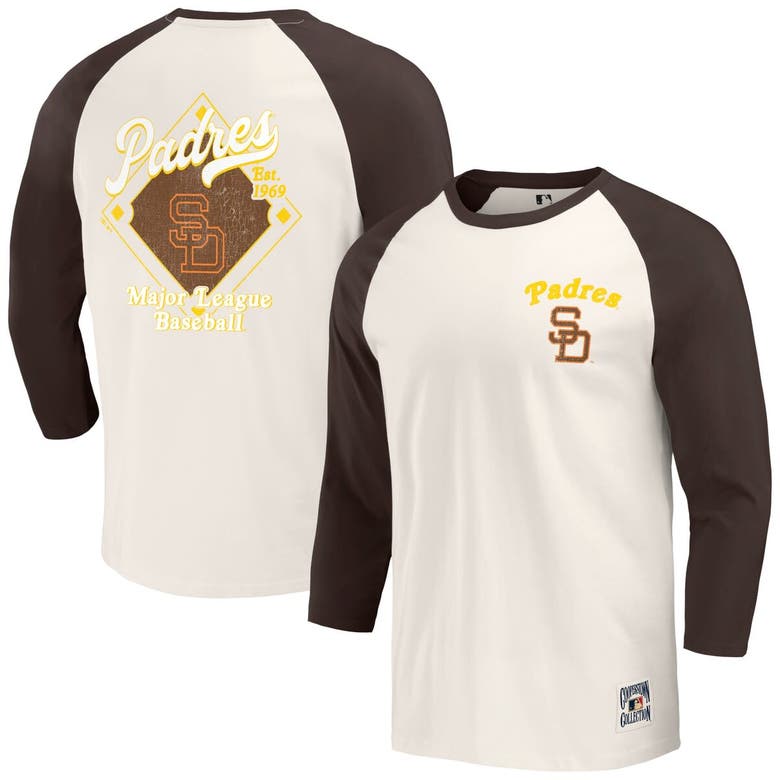 Shop Darius Rucker Collection By Fanatics Brown/white San Diego Padres Cooperstown Collection Raglan 3/4-