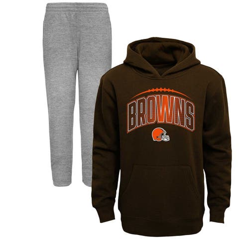 Outerstuff Youth Nick Chubb Brown Cleveland Browns Mainliner Player Name & Number Pullover Hoodie Size: Medium