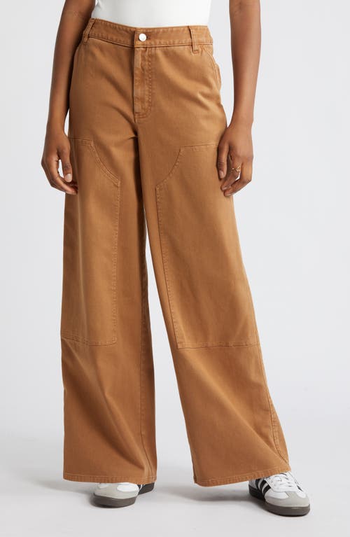 Shop Bp. Mid Rise Wide Leg Twill Carpenter Pants In Tan Thrush