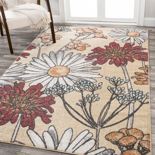 Jonathan Y Giglio Modern Botanical Flower Area Rug In Yellow/ivory/red