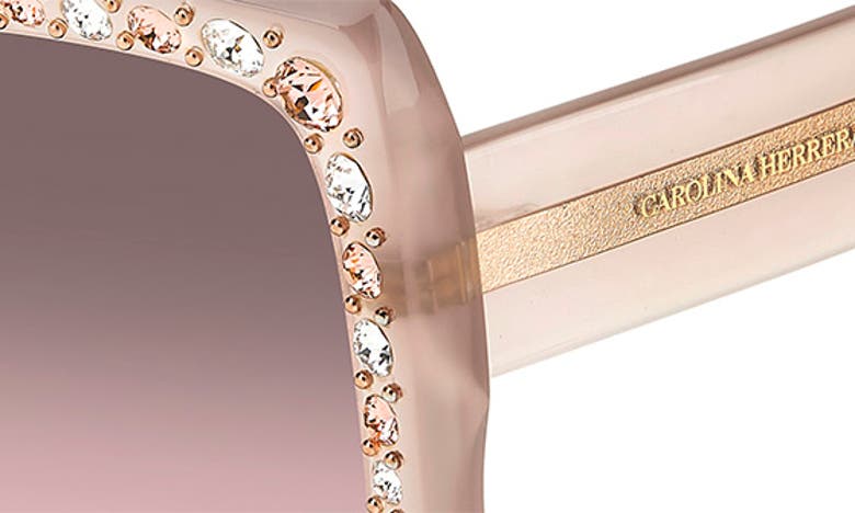 Shop Carolina Herrera 53mm Crystal Embellished Square Sunglasses In Pink/ Brown Gradient