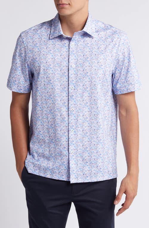 Bugatchi Milo OoohCotton Floral Short Sleeve Button-Up Shirt Air Blue at Nordstrom,