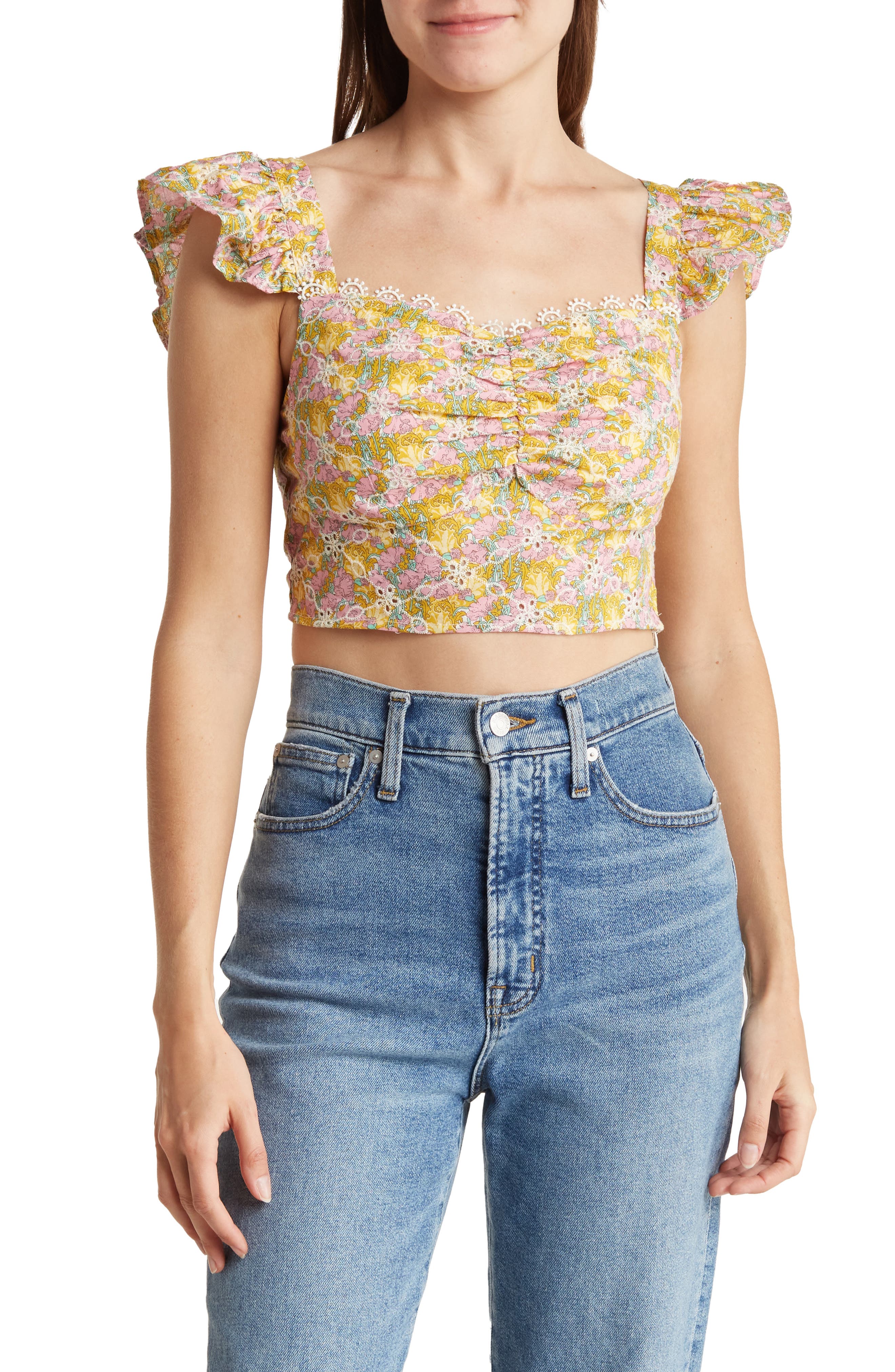 Lulus Sweeter Than Ever Yellow Floral Top Nordstromrack
