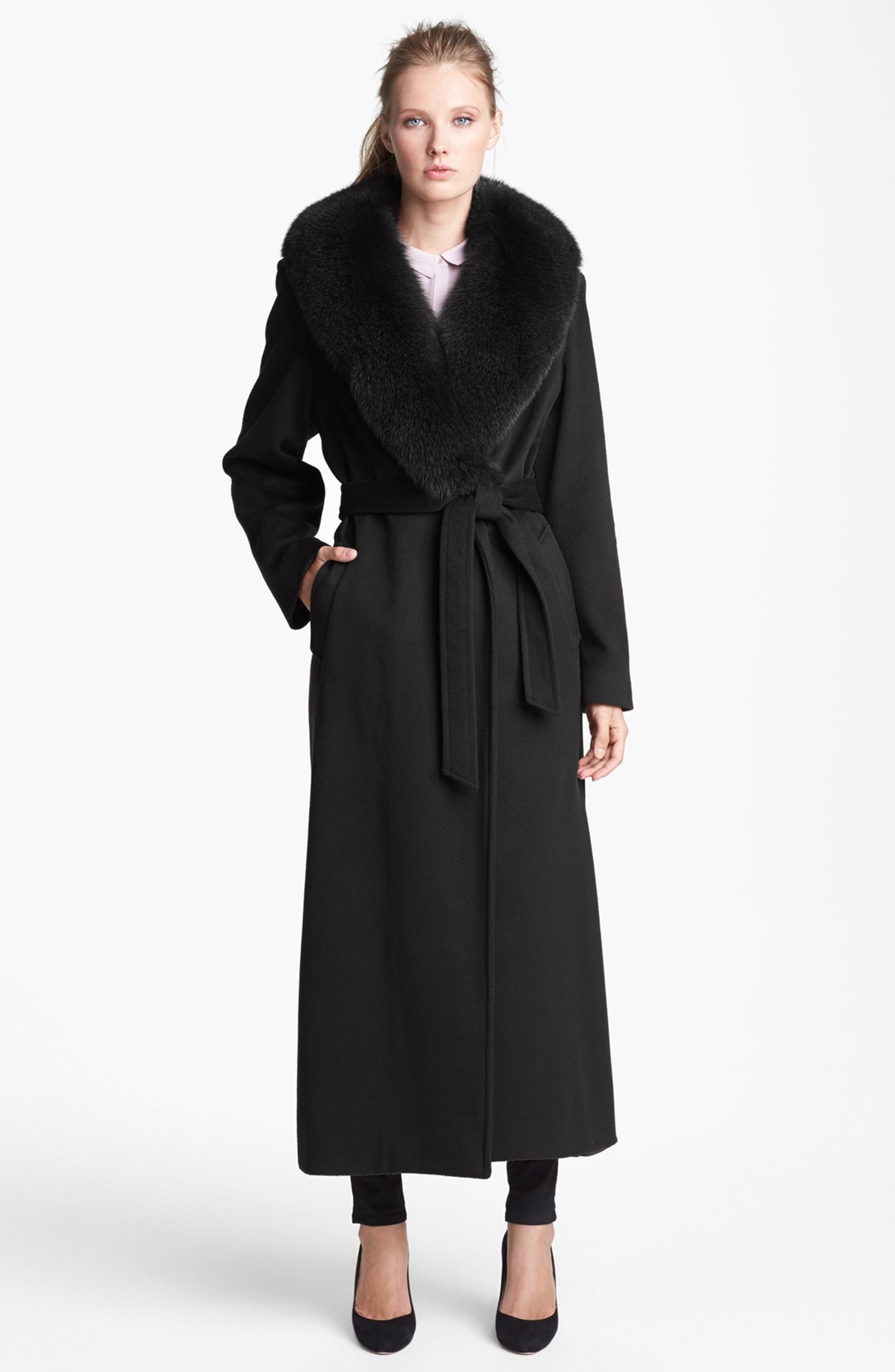 Caruana Loro Piana Wool Wrap Coat with Detachable Genuine Fox Fur ...