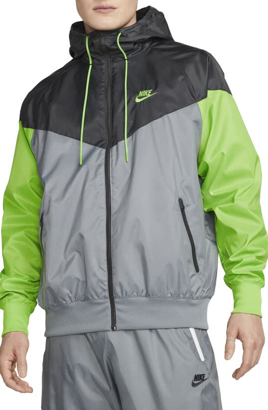 Nike Sportswear Windrunner Jacket In Grey/anthracite/green/green
