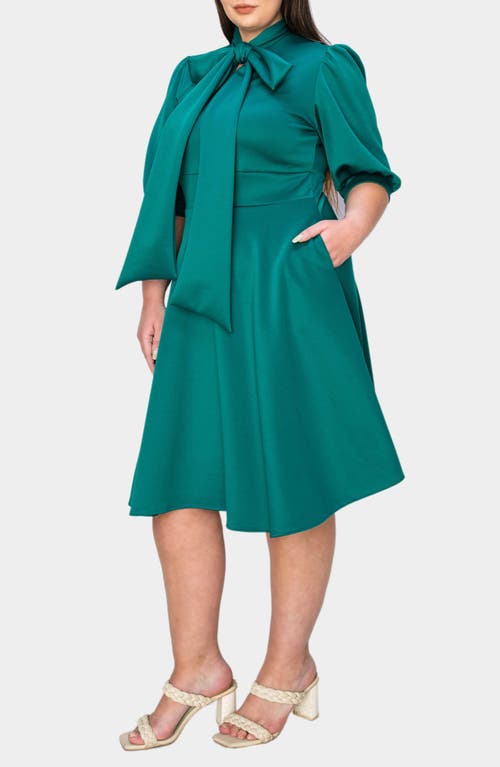 L I V D Carina Donna Fit & Flare Midi Dress In Emerald