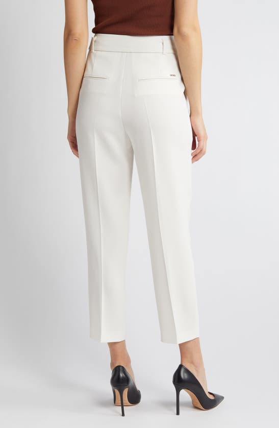 Hugo Boss Tapiah Belted Ankle Pants In Soft Cream