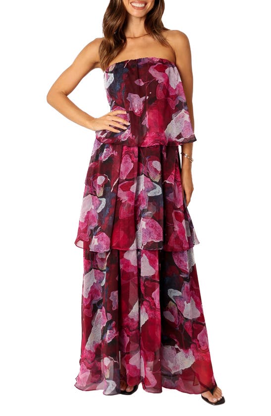 PETAL AND PUP PETAL & PUP BLOOM STRAPLESS TIERED CHIFFON MAXI DRESS
