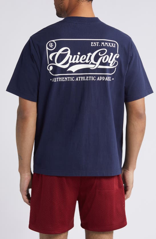 Shop Quiet Golf Badge Cotton Graphic T-shirt In Navy