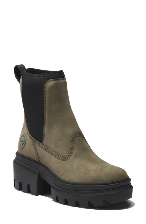 Timberland Everleigh Platform Chelsea Boot Dark Green Nubuck at Nordstrom,