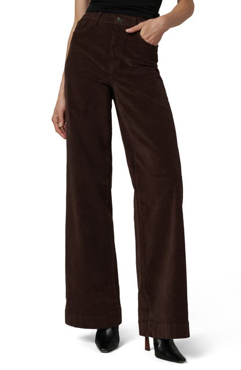 Brown straight leg trousers ladies best sale