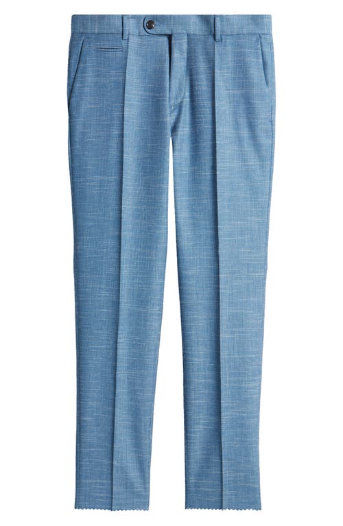 BOSS Genius Flat Front Slub Wool Blend Dress Pants Light Blue at Nordstrom, X R