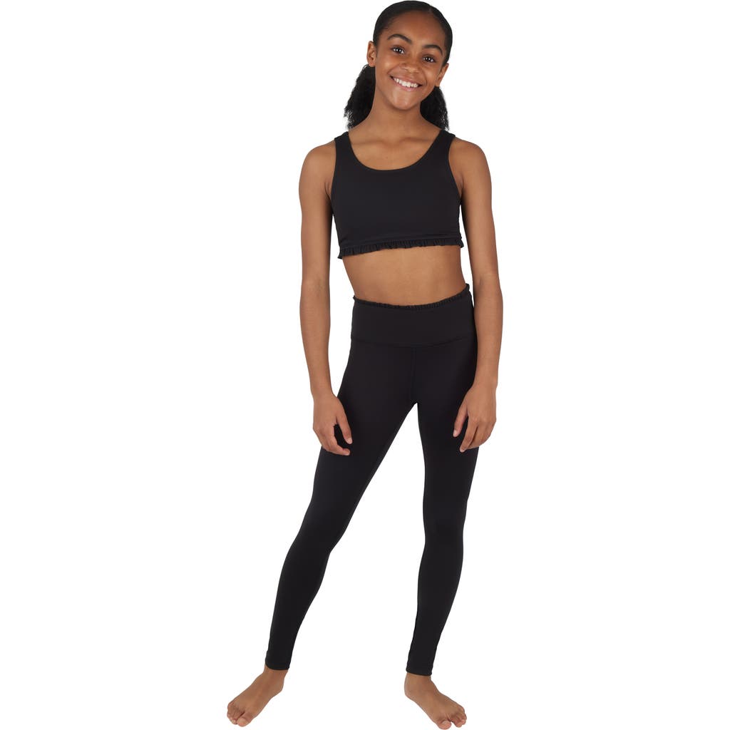 Yogalicious Kids' Ruffle Sports Bra & Leggings Set In Black