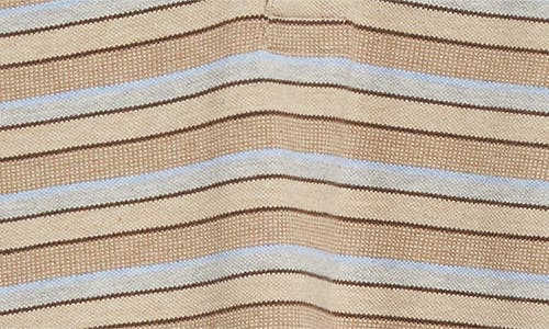 Shop Saks Potts Serena Stripe Long Sleeve Polo In Brown Shadow Stripe